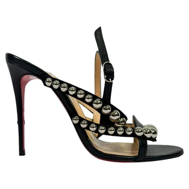 Christian Louboutin Galeria Nieten Sandalen mit Absatz aus schwarzem Leder