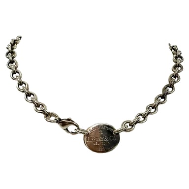 Tiffany & Co. Rückkehr zu Tiffany Oval Tag Halskette aus Sterlingsilber