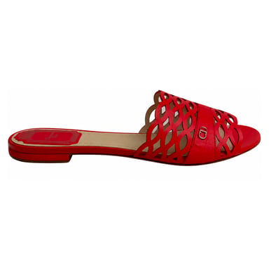 Dior Tattoo Lasercut Slide Sandalen aus rotem Leder