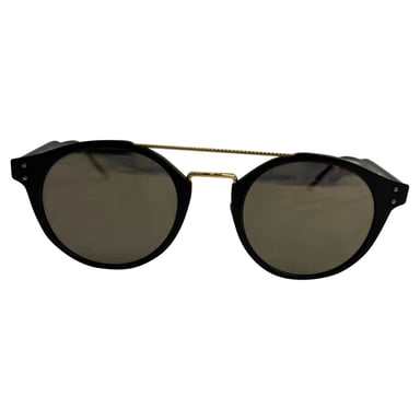 Runde getönte Sonnenbrille von Bottega Veneta aus schwarzem Acetat