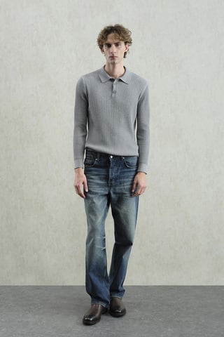 Slim Fit Ripp-Polo-T-Shirt