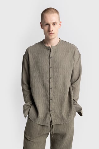Giesto Texturiertes Langarmshirt mit Rundhalsausschnitt - Khaki