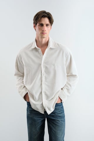 Giesto Oversized Samtshirt - Weiß