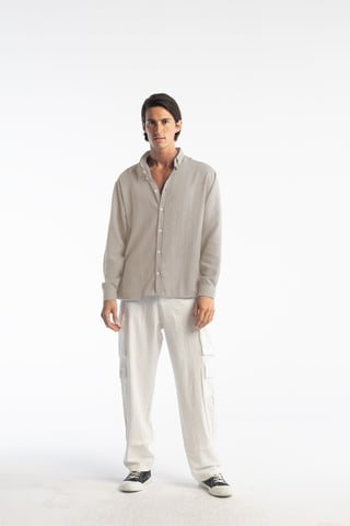 Übergroßes Button-Up Langarmhemd