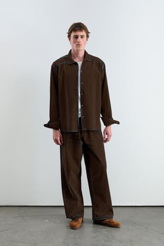 Strukturiertes Button-Down Langarmhemd