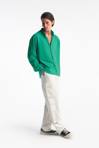 Übergroßes Button-Down Langarmhemd