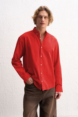 Giesto Oversize Hemdbluse aus Baumwolle - Rot