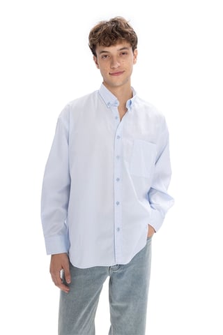 Reguläre Passform Button-down Kragen Taschenhemd