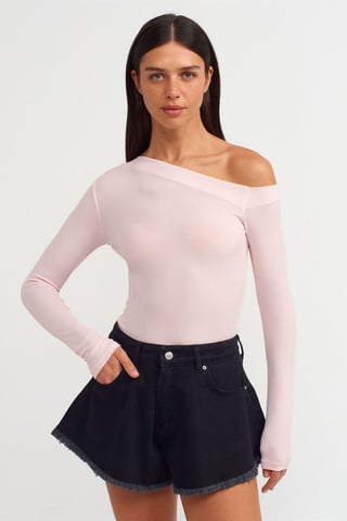 Schmale Passform Asymmetrisch Ausschnitt Bluse