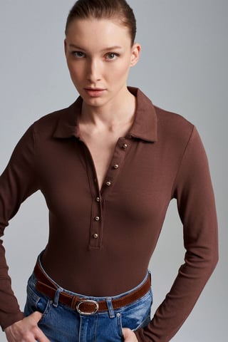 Damen Slim-Fit Polo-Bluse