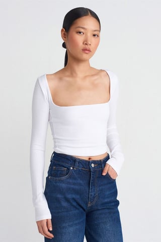 Damen-gekürzte Bluse mit ausgeschnittenem quadratischen Ausschnitt