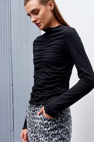 Slim Fit Langarm-Jerseybluse