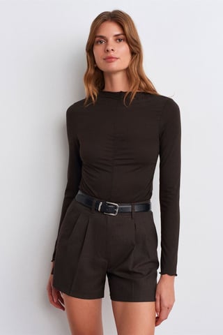 Slim Fit Langarm-Jerseybluse