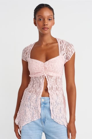 Slim Fit Spitzen Quadrat-Ausschnitt Oberteil