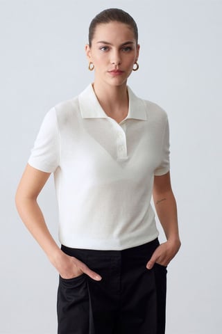 Damen Polo-Kragen Bluse mit Knöpfen