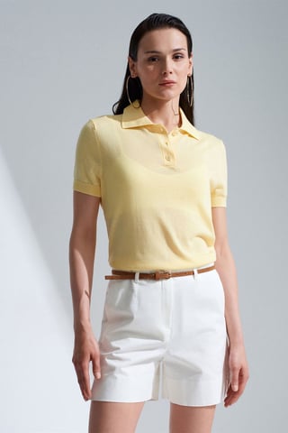 Damen Polo-Kragen Knopfbluse