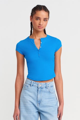 Damen Slim-Fit Rippenshirt Crop-Bluse