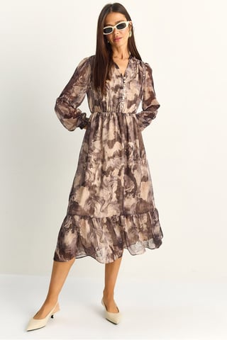 Paisley-V-Ausschnitt-Midikleid