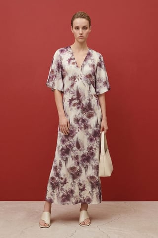 Abstraktes Print-Midi-Kleid