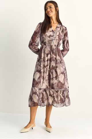 Paisley V-Ausschnitt Midikleid