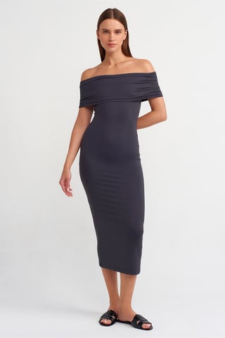Schulterfreies Bodycon Midi-Kleid