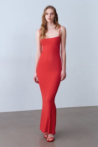 Rippendes Bodycon-Maxikleid