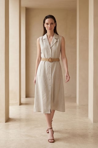 Ärmelloses Midi-Hemdkleid