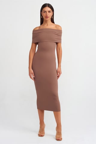 Schulterfreies Bodycon-Midi-Kleid