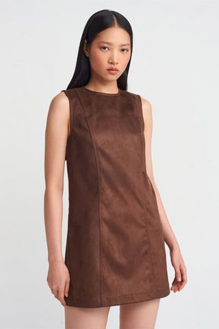 Ärmelloses Kunstleder-Minikleid