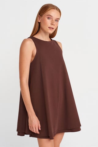 Baumwoll-Popeline Ärmelloses Mini Shift-Kleid