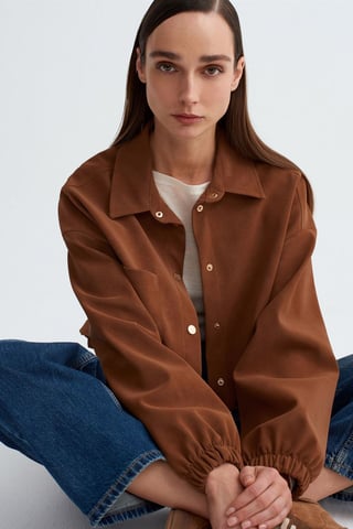 Übergroße Cropped Fausleder Bomberjacke