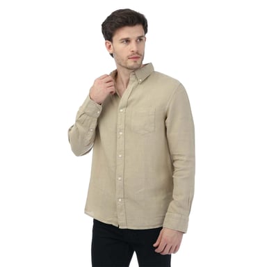 Gant - Hemd für Herren, Stückgefärbt, Leinen, Regulär (Beige)