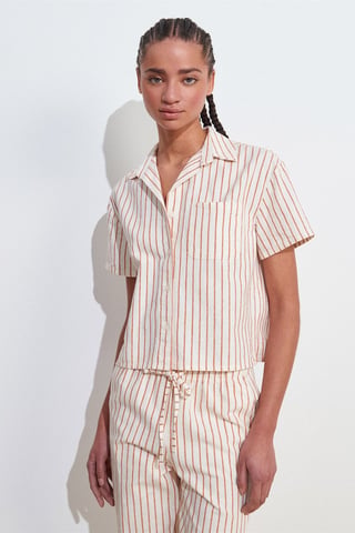 Damen Leinenmix Kurzarmshirt