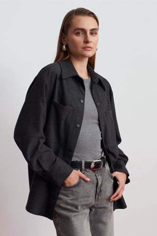 Übergroßes Langarm-Strick-Overshirt