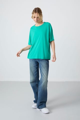 Oversized Baumwoll-Modal Rundhalsausschnitt T-Shirt