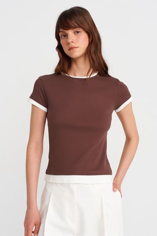 Damen Slim Fit Baumwoll Rundhals T-Shirt