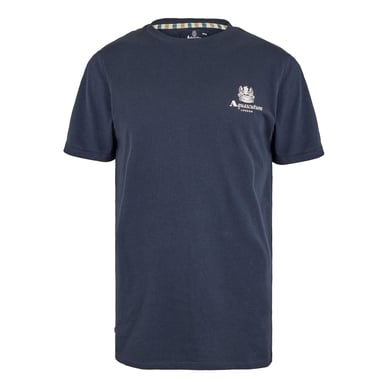 Aquascutum - "London" T-Shirt für Herren, Rundhalsausschnitt (Marine/Weiß)