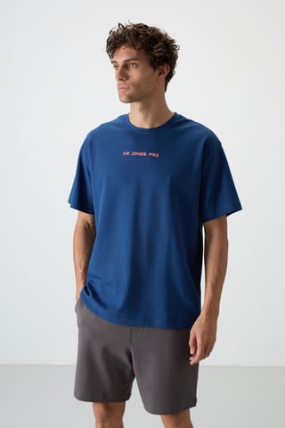 Übergröße Bedrucktes Rundhals-T-Shirt
