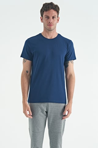Herren Baumwoll-Elasthan Rundhals-T-Shirt