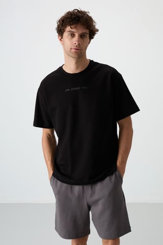 Übergröße Bedrucktes Rundhals-T-Shirt