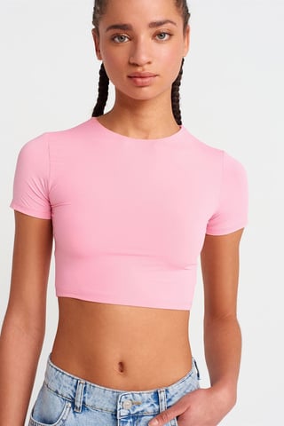 Damen Slim Fit Crop T-Shirt