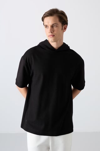 Übergroßes Kapuzen-T-Shirt mit kurzen Ärmeln