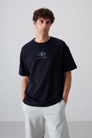 Übergröße Baumwoll-Mischung Logo T-Shirt