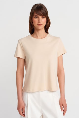 Damen Baumwoll-Ripp T-Shirt mit Rundhalsausschnitt