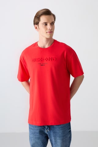 Übergroßes Baumwoll-Polyester Logo T-Shirt