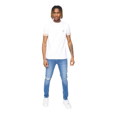 SikSilk - "Tech" T-Shirt für Herren, Ärmel mit Markenschriftzug (Weiß)