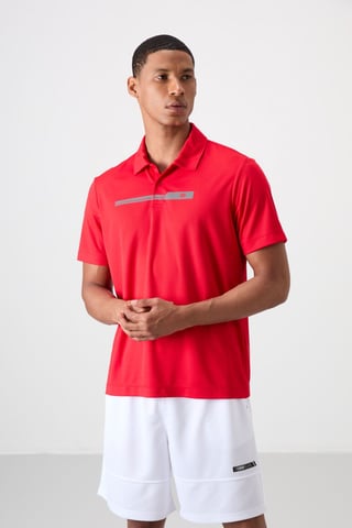 Tommy Life Poloshirt mit Knopfleiste - Rot