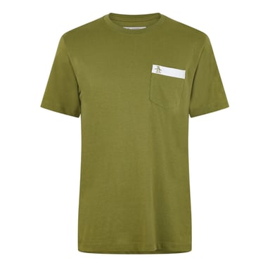 Original Penguin - T-Shirt für Herren, Brusttasche (Olivenzweig)