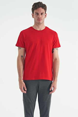 Herren Baumwoll-Elasthan Rundhals-T-Shirt