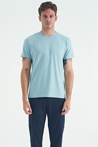 Herren Baumwoll-Elasthan Rundhalsausschnitt T-Shirt